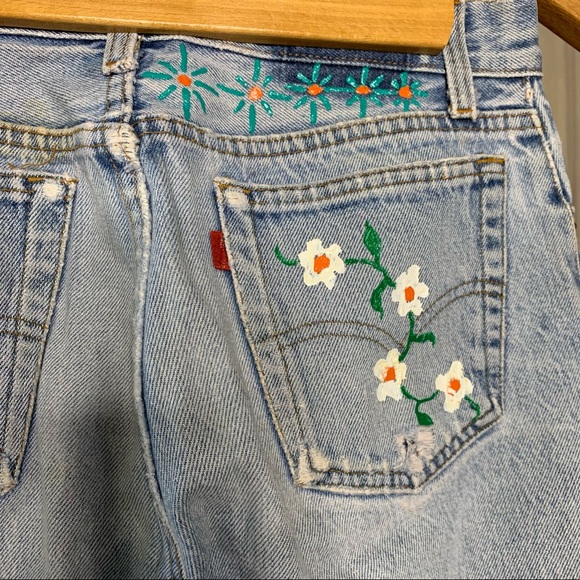 80s Levi’s 501’s Thrashed/Embellished - Picture 7 of 14